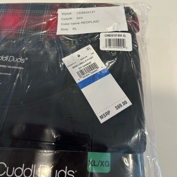 Cuddl Duds Plaid Black Red Pajama Set Size XL - Picture 4 of 4